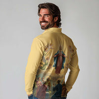Assumption Virgin Mary to Heaven Long Sleeve Polo Shirt Falling Asleep of the Mother of God - Wonder Print Shop