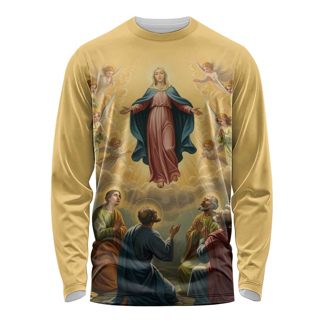 Assumption Virgin Mary to Heaven Long Sleeve Shirt Falling Asleep of the Mother of God - Wonder Print Shop