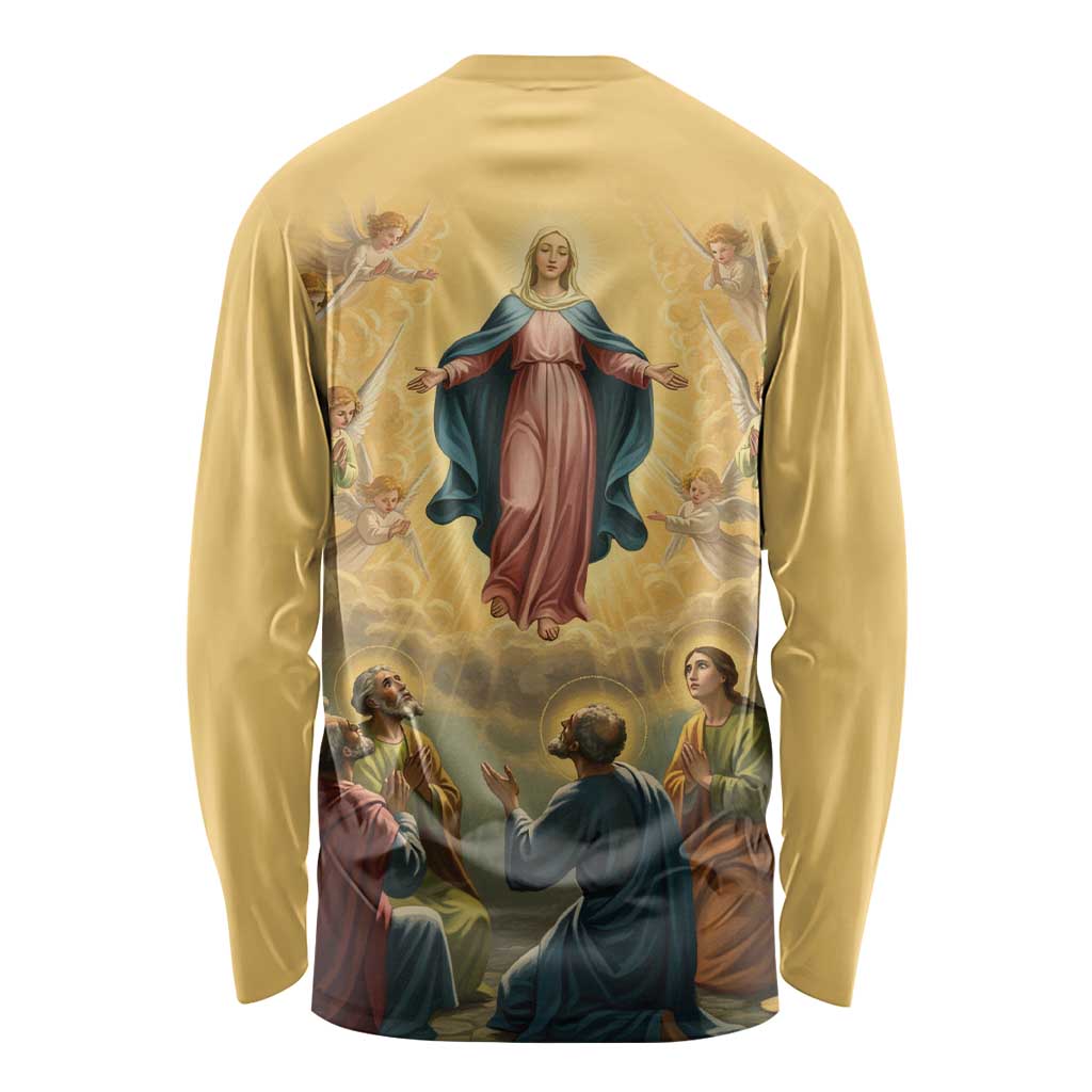 Assumption Virgin Mary to Heaven Long Sleeve Shirt Falling Asleep of the Mother of God - Wonder Print Shop