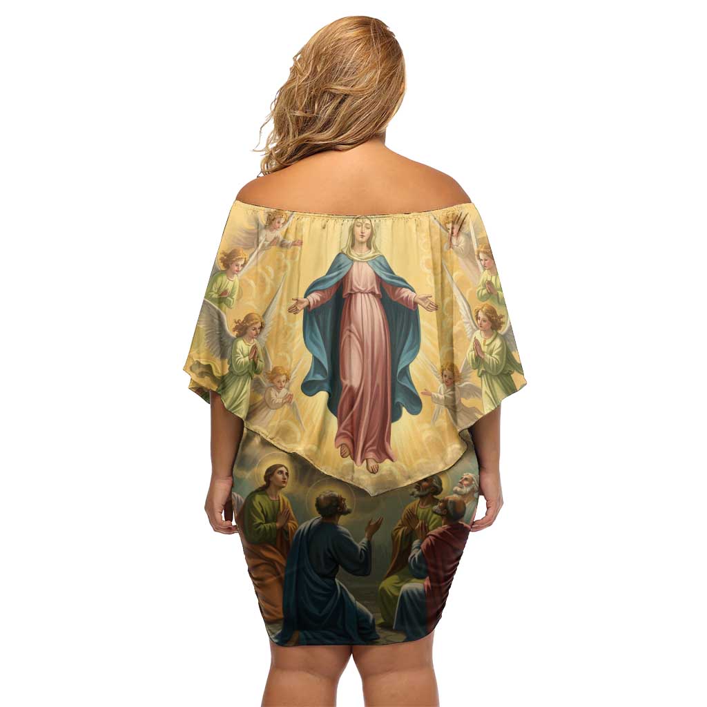 Assumption Virgin Mary to Heaven Off Shoulder Short Dress Falling Asleep of the Mother of God - Wonder Print Shop