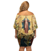 Assumption Virgin Mary to Heaven Off Shoulder Short Dress Falling Asleep of the Mother of God - Wonder Print Shop