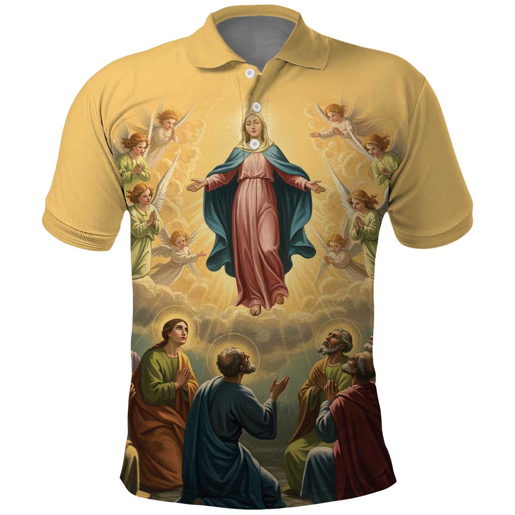 Assumption Virgin Mary to Heaven Polo Shirt Falling Asleep of the Mother of God - Wonder Print Shop