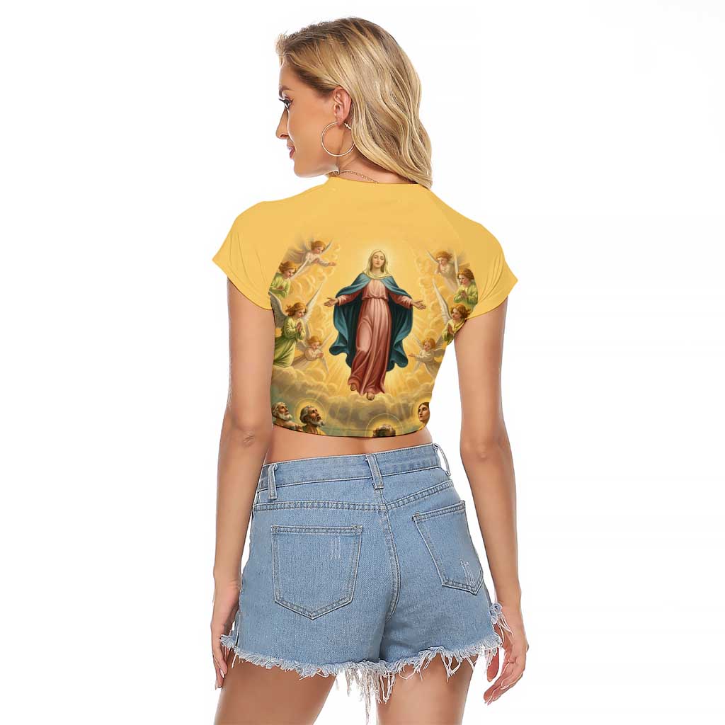 Assumption Virgin Mary to Heaven Raglan Cropped T Shirt Falling Asleep of the Mother of God - Wonder Print Shop
