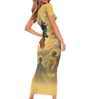 Assumption Virgin Mary to Heaven Short Sleeve Bodycon Dress Falling Asleep of the Mother of God - Wonder Print Shop