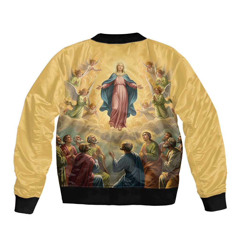 Assumption Virgin Mary to Heaven Sleeve Zip Bomber Jacket Falling Asleep of the Mother of God - Wonder Print Shop