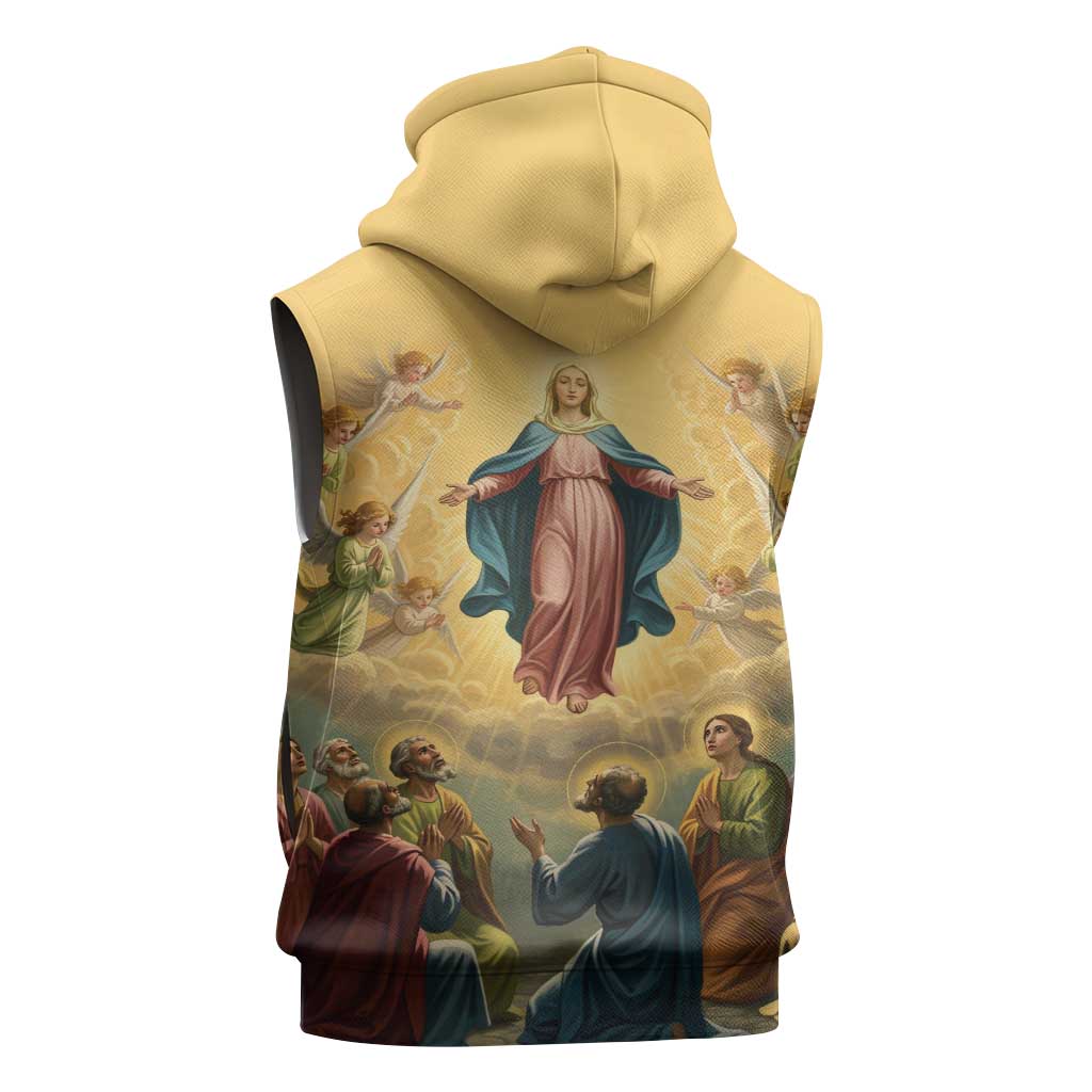Assumption Virgin Mary to Heaven Sleeveless Hoodie Falling Asleep of the Mother of God - Wonder Print Shop