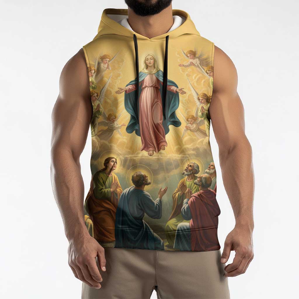 Assumption Virgin Mary to Heaven Sleeveless Hoodie Falling Asleep of the Mother of God - Wonder Print Shop