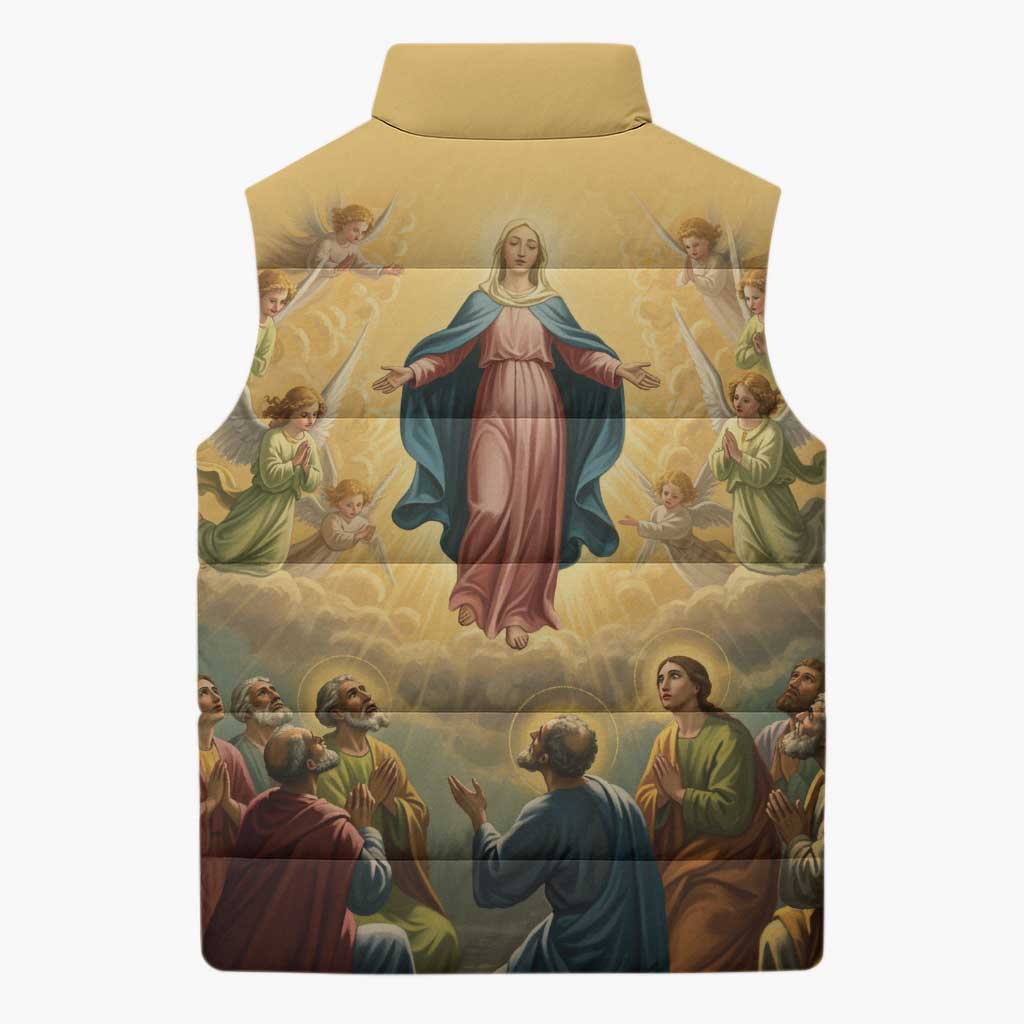 Assumption Virgin Mary to Heaven Sleeveless Puffer Jacket Falling Asleep of the Mother of God - Wonder Print Shop