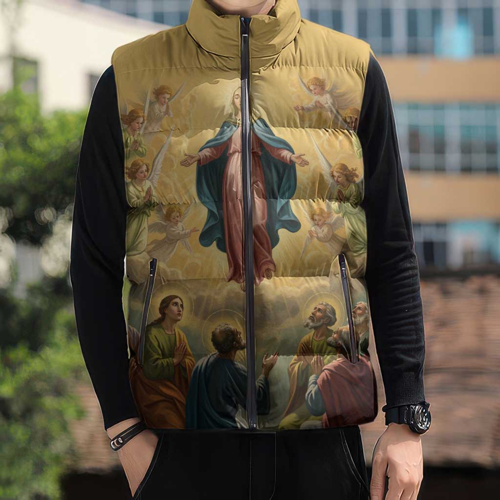 Assumption Virgin Mary to Heaven Sleeveless Puffer Jacket Falling Asleep of the Mother of God - Wonder Print Shop