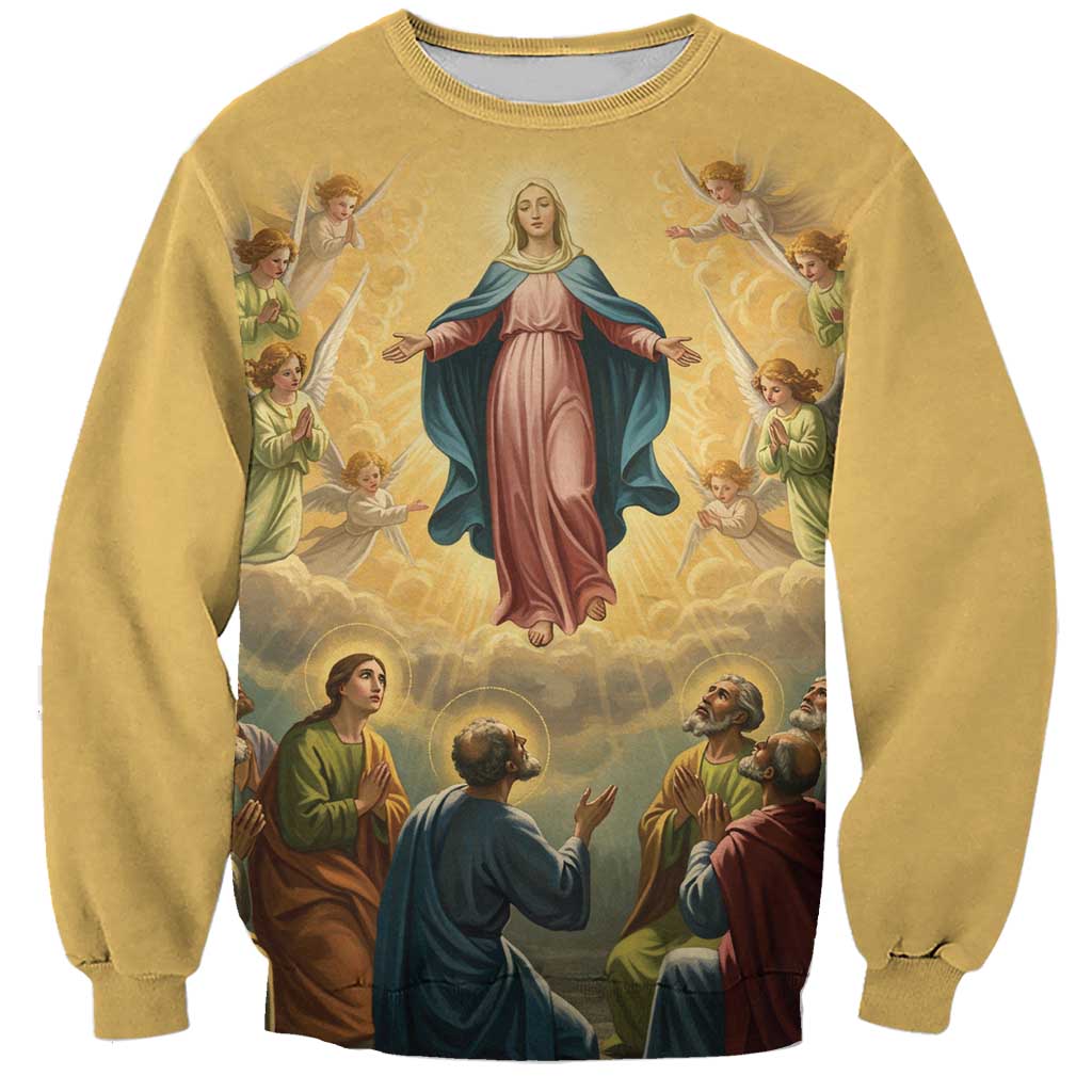 Assumption Virgin Mary to Heaven Sweatshirt Falling Asleep of the Mother of God - Wonder Print Shop