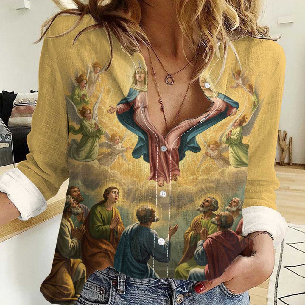 Assumption Virgin Mary to Heaven Women Casual Shirt Falling Asleep of the Mother of God - Wonder Print Shop