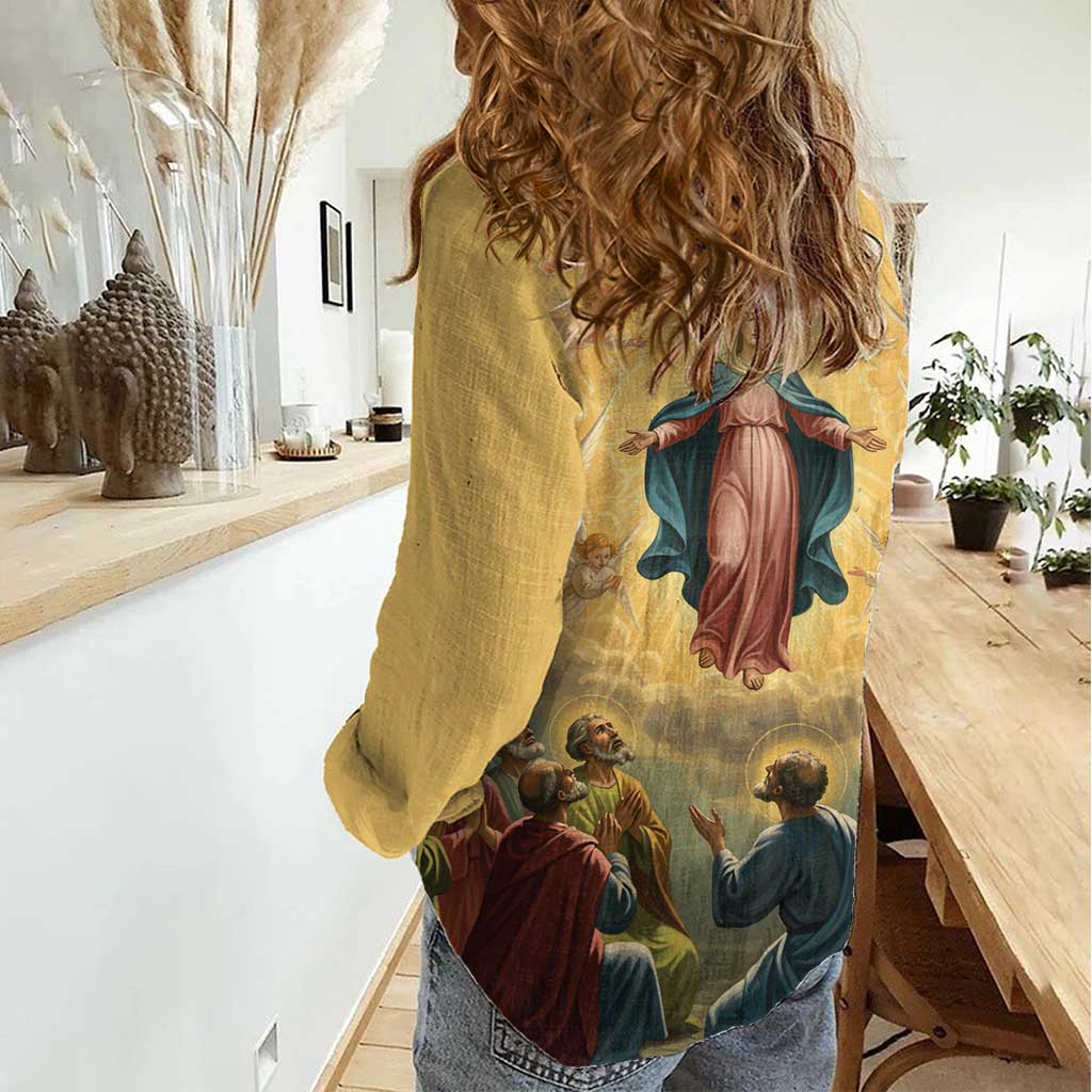Assumption Virgin Mary to Heaven Women Casual Shirt Falling Asleep of the Mother of God - Wonder Print Shop