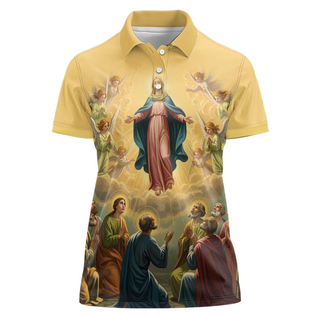 Assumption Virgin Mary to Heaven Women Polo Shirt Falling Asleep of the Mother of God - Wonder Print Shop
