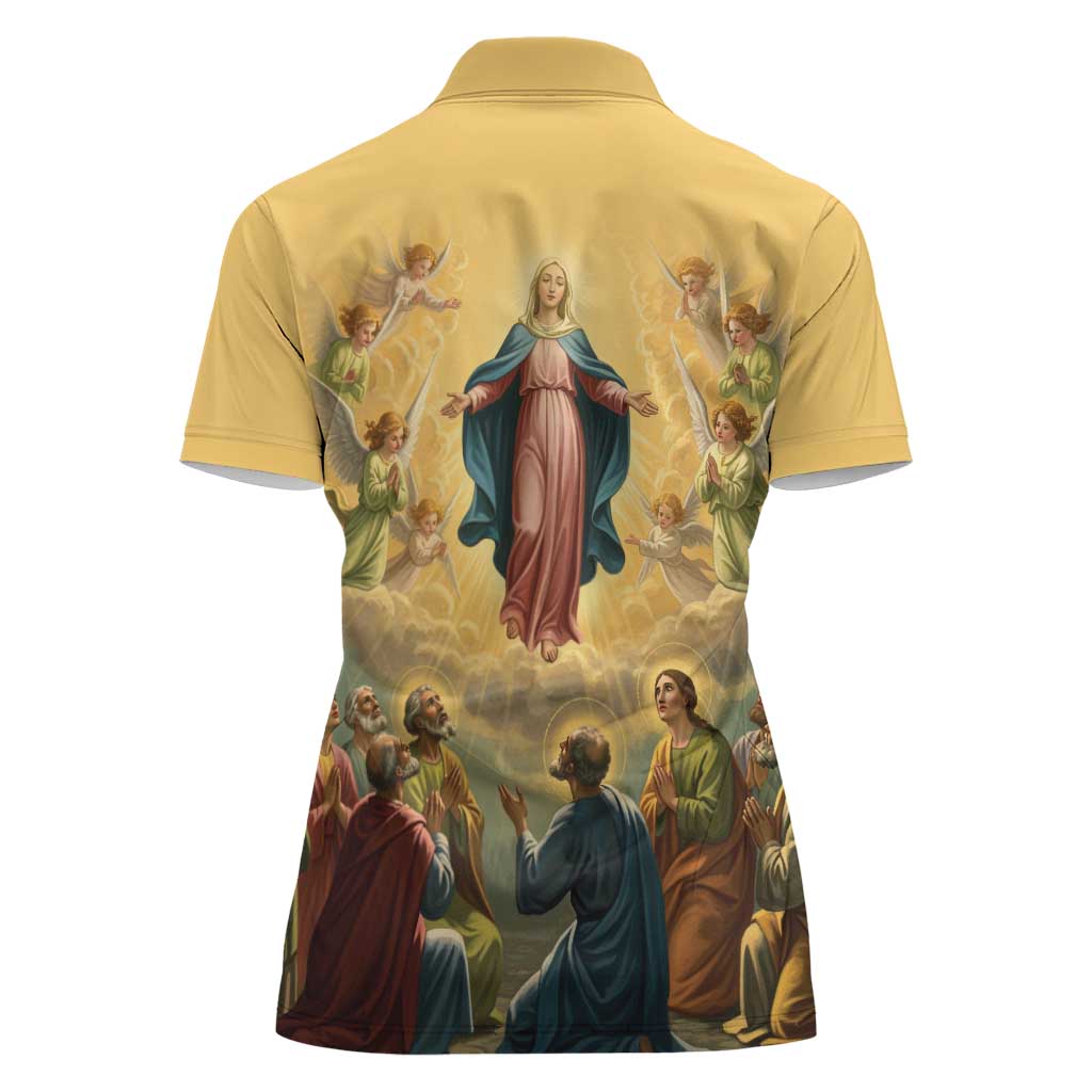 Assumption Virgin Mary to Heaven Women Polo Shirt Falling Asleep of the Mother of God - Wonder Print Shop