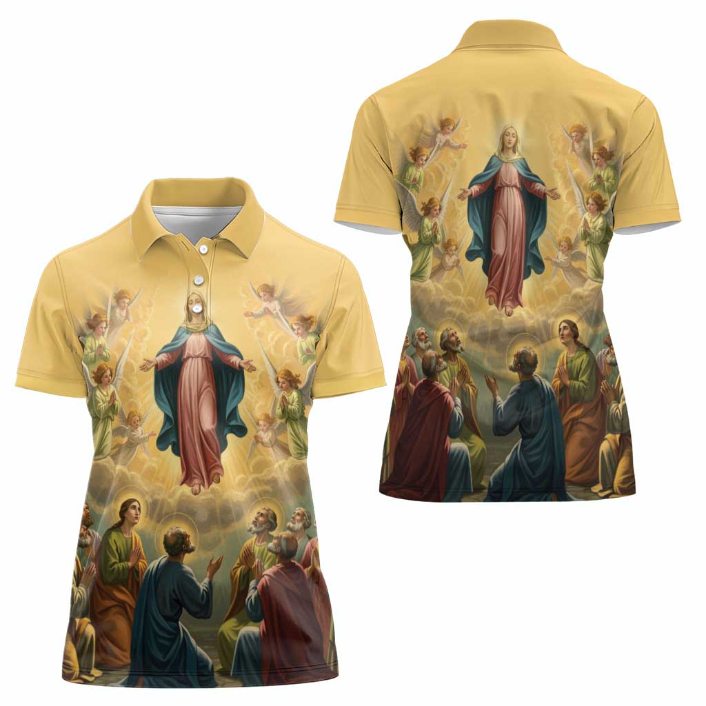 Assumption Virgin Mary to Heaven Women Polo Shirt Falling Asleep of the Mother of God - Wonder Print Shop