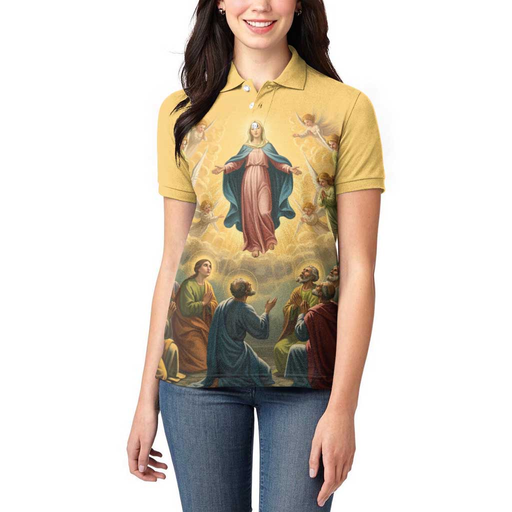Assumption Virgin Mary to Heaven Women Polo Shirt Falling Asleep of the Mother of God - Wonder Print Shop