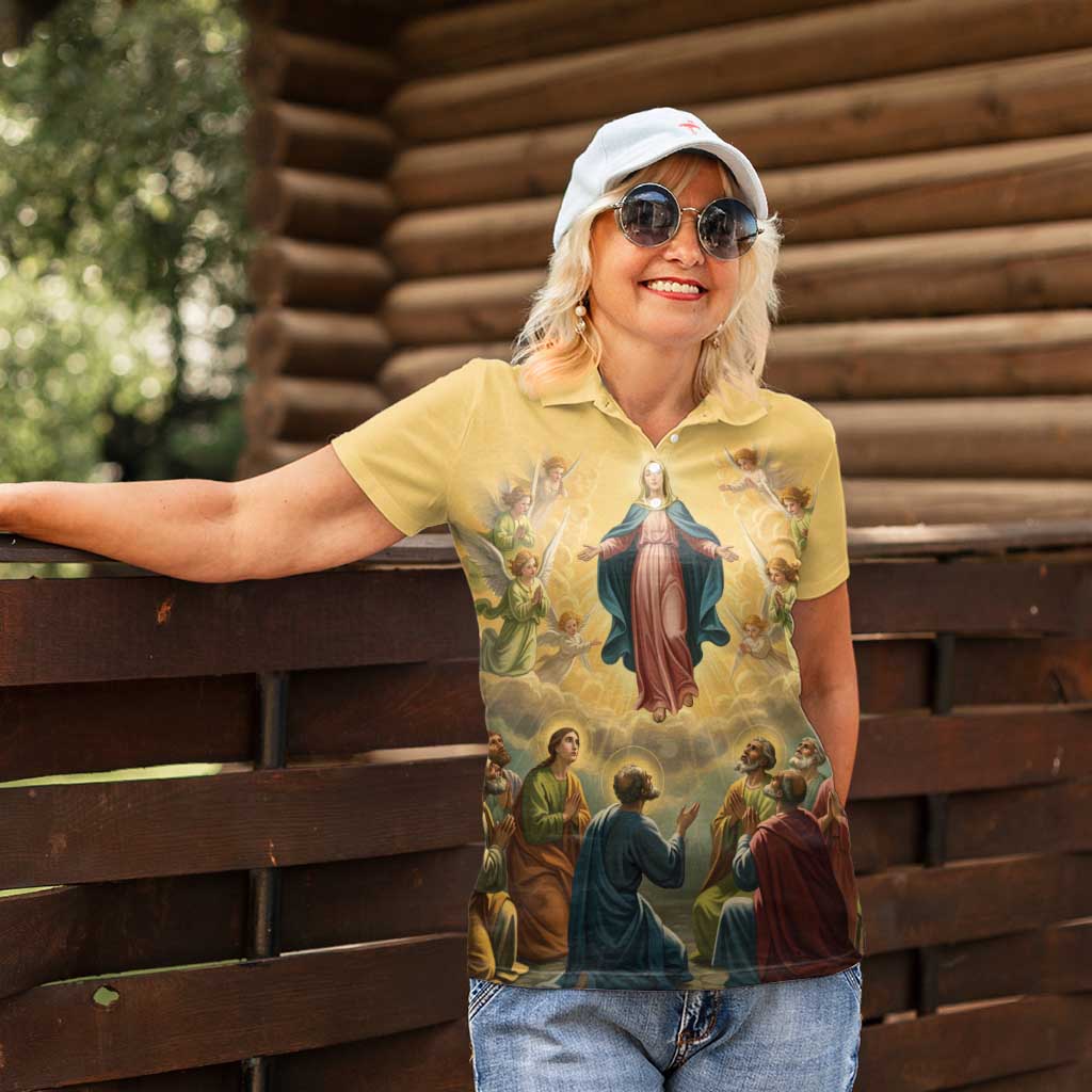 Assumption Virgin Mary to Heaven Women Polo Shirt Falling Asleep of the Mother of God - Wonder Print Shop