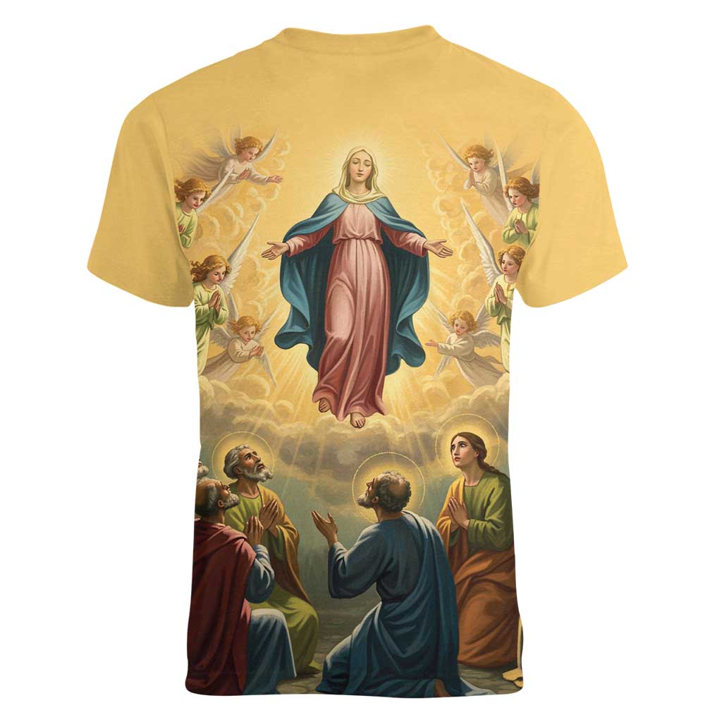 Assumption Virgin Mary to Heaven Women V-Neck T-Shirt Falling Asleep of the Mother of God - Wonder Print Shop