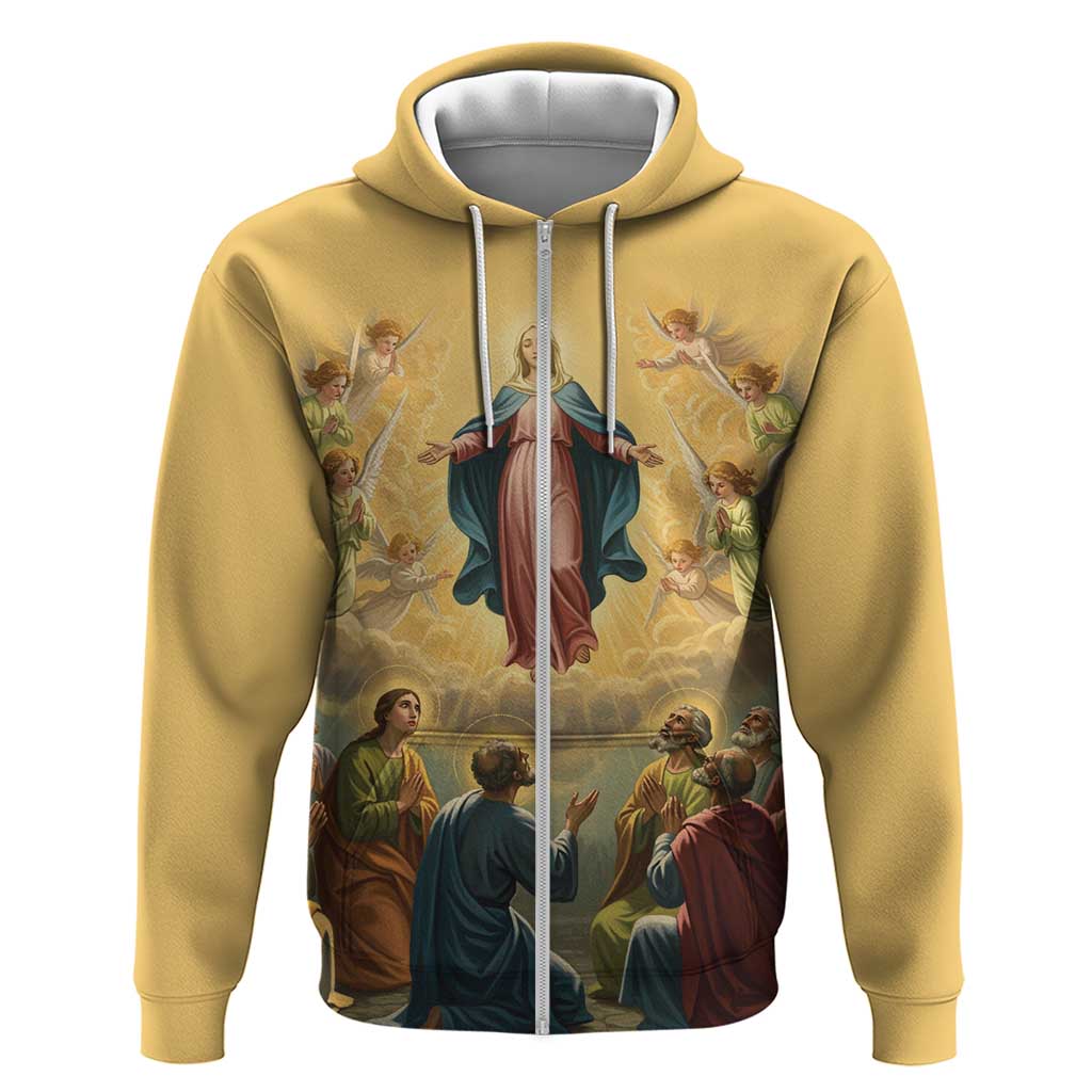 Assumption Virgin Mary to Heaven Zip Hoodie Falling Asleep of the Mother of God - Wonder Print Shop
