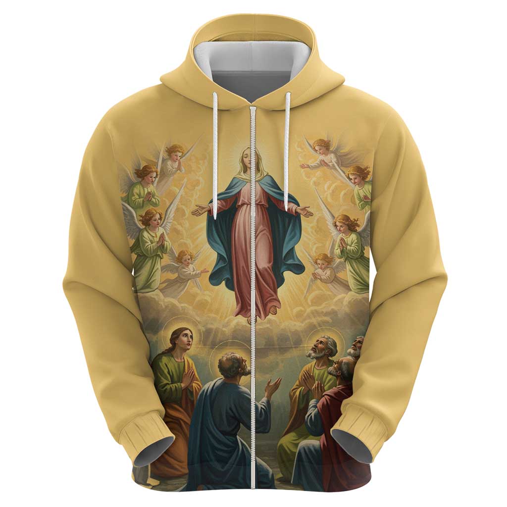 Assumption Virgin Mary to Heaven Zip Hoodie Falling Asleep of the Mother of God - Wonder Print Shop