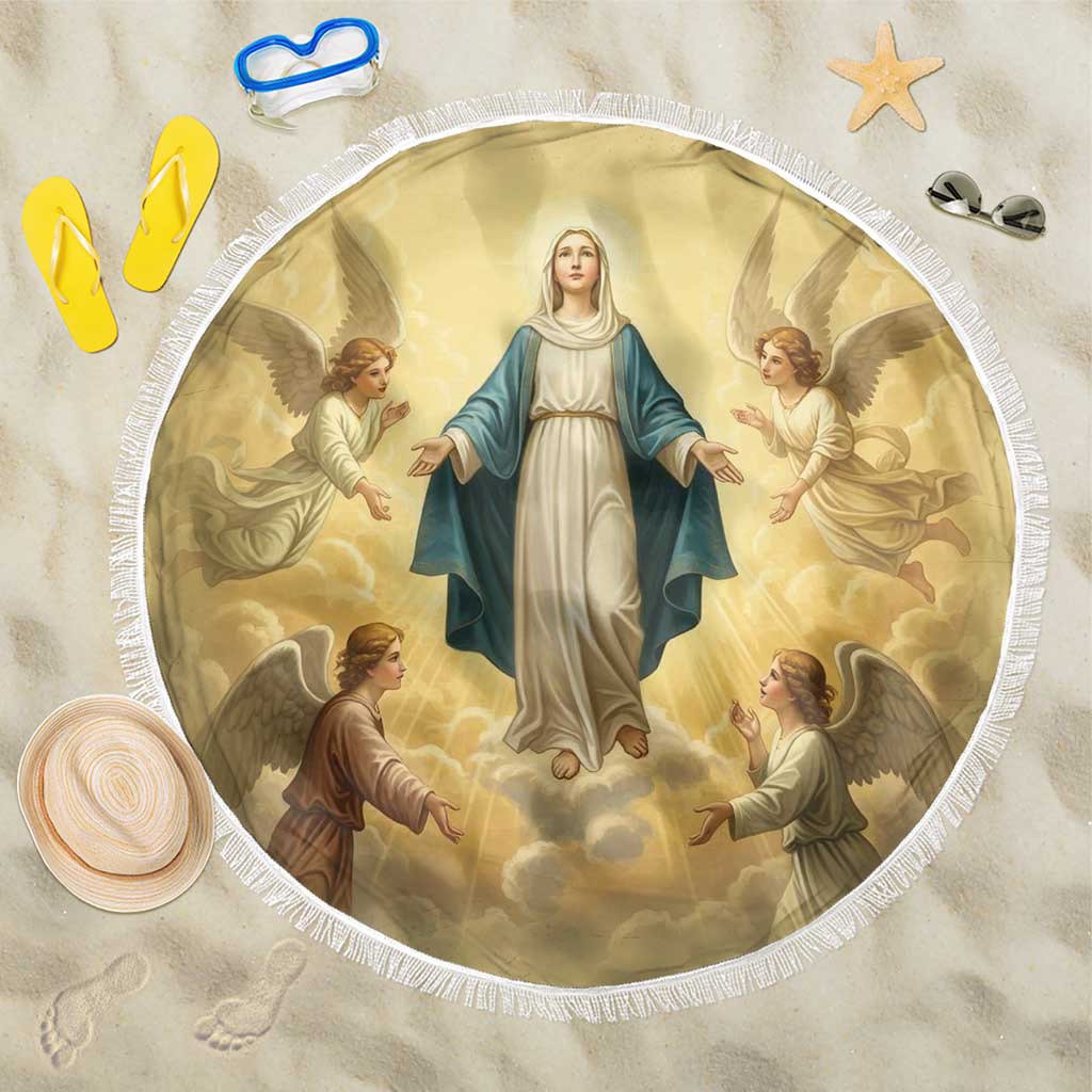 Blessed Virgin Mary Beach Blanket Falling Asleep of the Mother of God - Wonder Print Shop