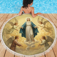 Blessed Virgin Mary Beach Blanket Falling Asleep of the Mother of God - Wonder Print Shop