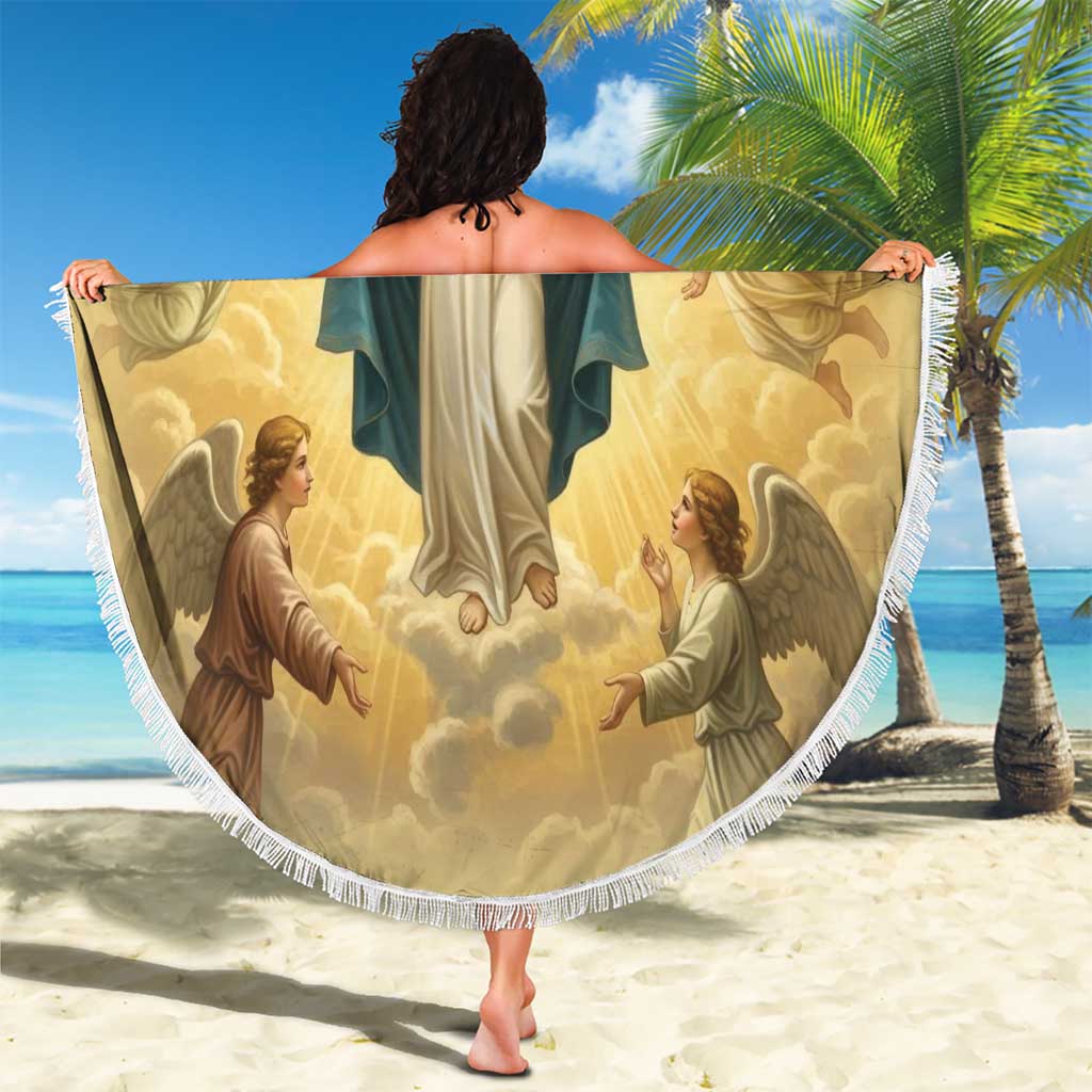 Blessed Virgin Mary Beach Blanket Falling Asleep of the Mother of God - Wonder Print Shop