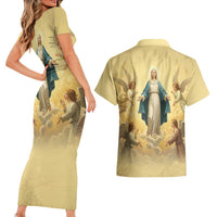 Blessed Virgin Mary Couples Matching Short Sleeve Bodycon Dress and Hawaiian Shirt Falling Asleep of the Mother of God - Wonder Print Shop