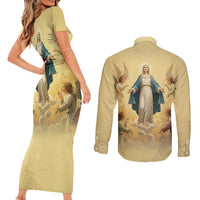 Blessed Virgin Mary Couples Matching Short Sleeve Bodycon Dress and Long Sleeve Button Shirt Falling Asleep of the Mother of God - Wonder Print Shop