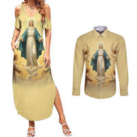 Blessed Virgin Mary Couples Matching Summer Maxi Dress and Long Sleeve Button Shirt Falling Asleep of the Mother of God - Wonder Print Shop