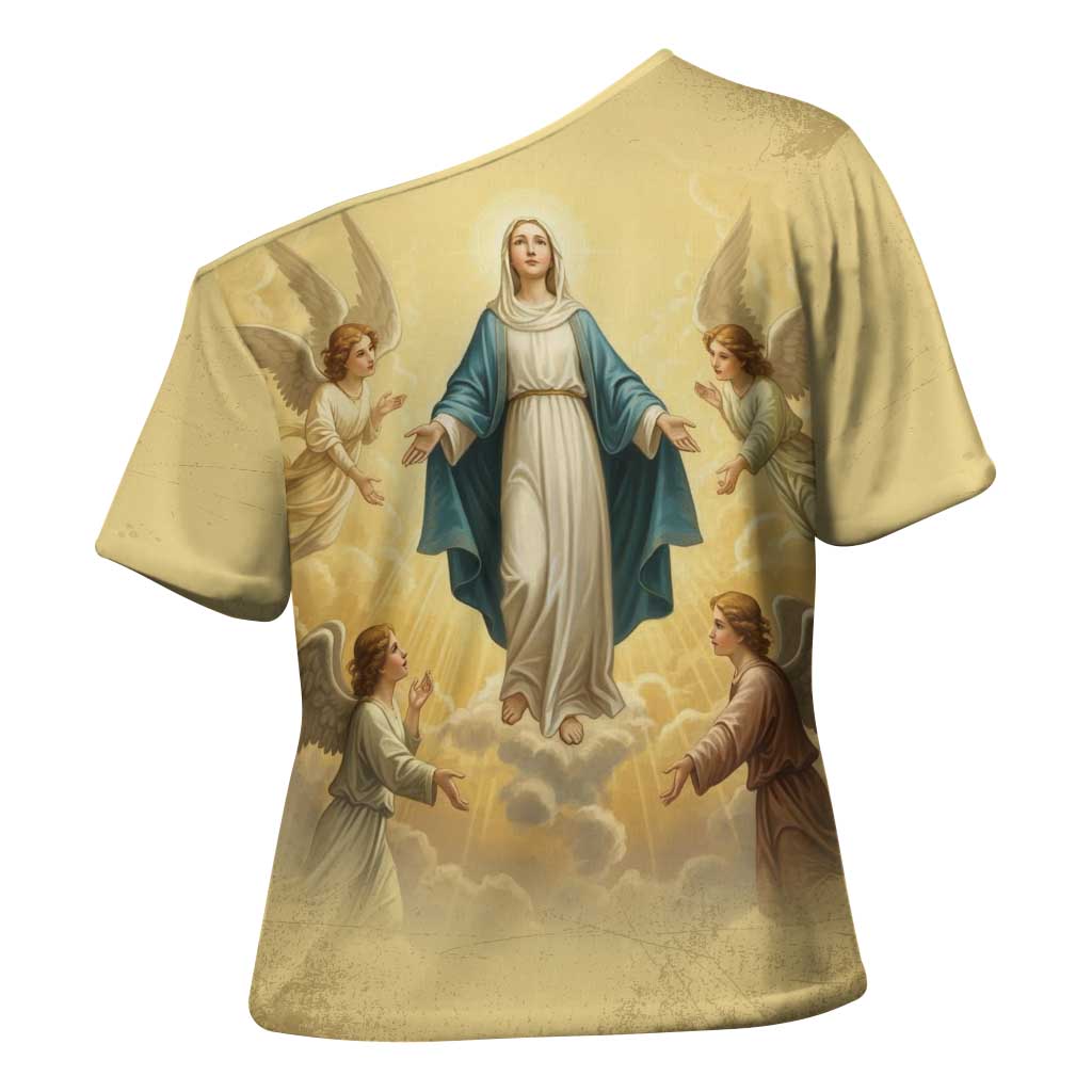 Blessed Virgin Mary Cross Shoulder Shirt Falling Asleep of the Mother of God - Wonder Print Shop