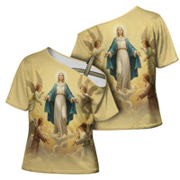 Blessed Virgin Mary Cross Shoulder Shirt Falling Asleep of the Mother of God - Wonder Print Shop