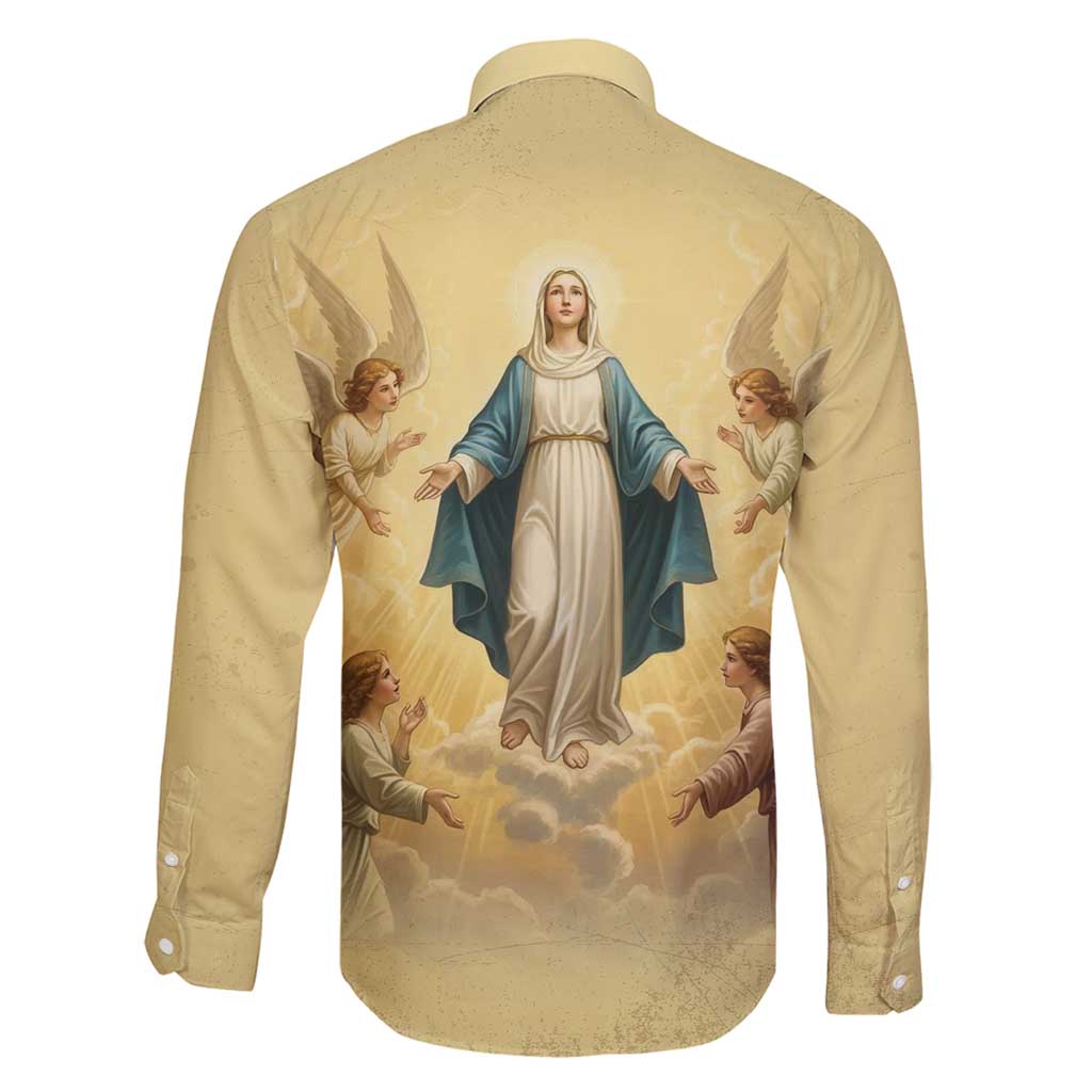 Blessed Virgin Mary Family Matching Long Sleeve Bodycon Dress and Hawaiian Shirt Falling Asleep of the Mother of God - Wonder Print Shop