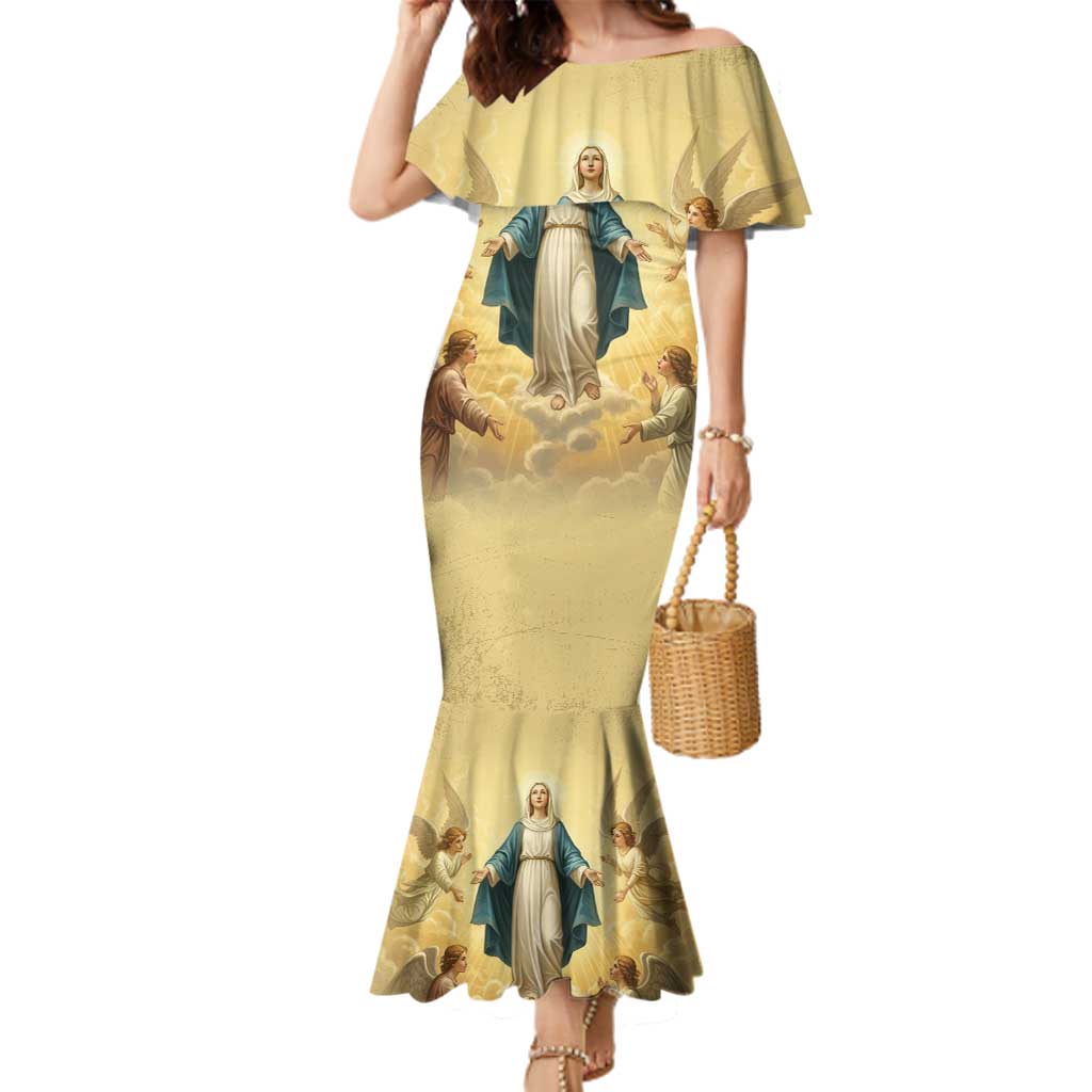 Blessed Virgin Mary Family Matching Mermaid Dress and Hawaiian Shirt Falling Asleep of the Mother of God - Wonder Print Shop