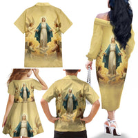 Blessed Virgin Mary Family Matching Off The Shoulder Long Sleeve Dress and Hawaiian Shirt Falling Asleep of the Mother of God - Wonder Print Shop
