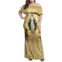 Blessed Virgin Mary Family Matching Off Shoulder Maxi Dress and Hawaiian Shirt Falling Asleep of the Mother of God - Wonder Print Shop