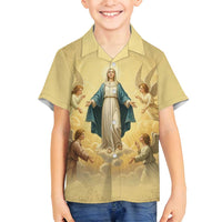 Blessed Virgin Mary Family Matching Off Shoulder Maxi Dress and Hawaiian Shirt Falling Asleep of the Mother of God - Wonder Print Shop