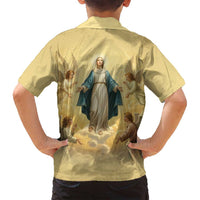 Blessed Virgin Mary Family Matching Off Shoulder Short Dress and Hawaiian Shirt Falling Asleep of the Mother of God - Wonder Print Shop
