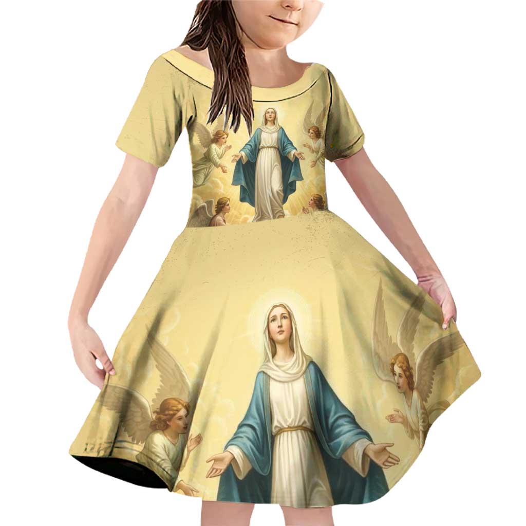 Blessed Virgin Mary Family Matching Off Shoulder Short Dress and Hawaiian Shirt Falling Asleep of the Mother of God - Wonder Print Shop