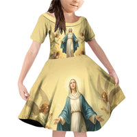 Blessed Virgin Mary Family Matching Off Shoulder Short Dress and Hawaiian Shirt Falling Asleep of the Mother of God - Wonder Print Shop