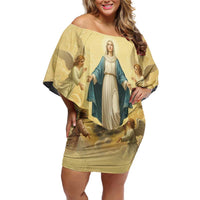 Blessed Virgin Mary Family Matching Off Shoulder Short Dress and Hawaiian Shirt Falling Asleep of the Mother of God - Wonder Print Shop