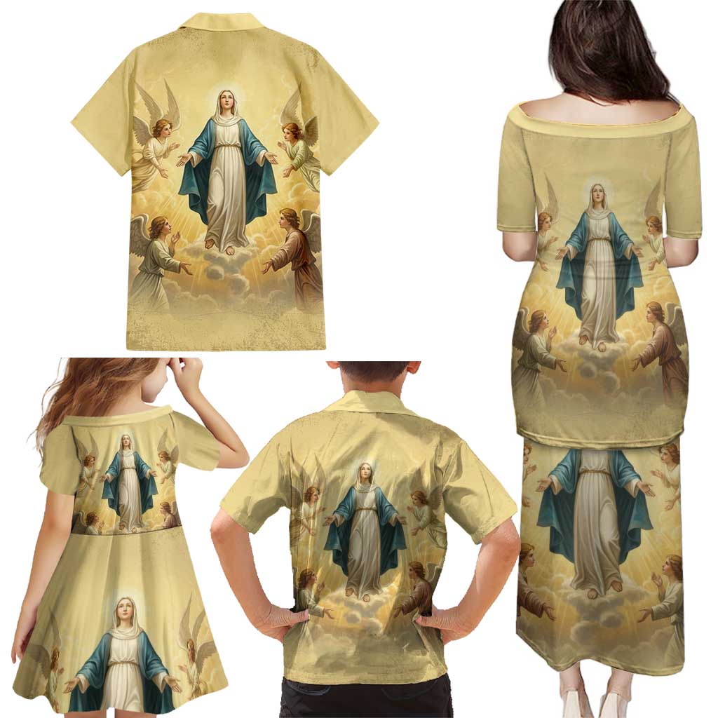 Blessed Virgin Mary Family Matching Puletasi and Hawaiian Shirt Falling Asleep of the Mother of God - Wonder Print Shop