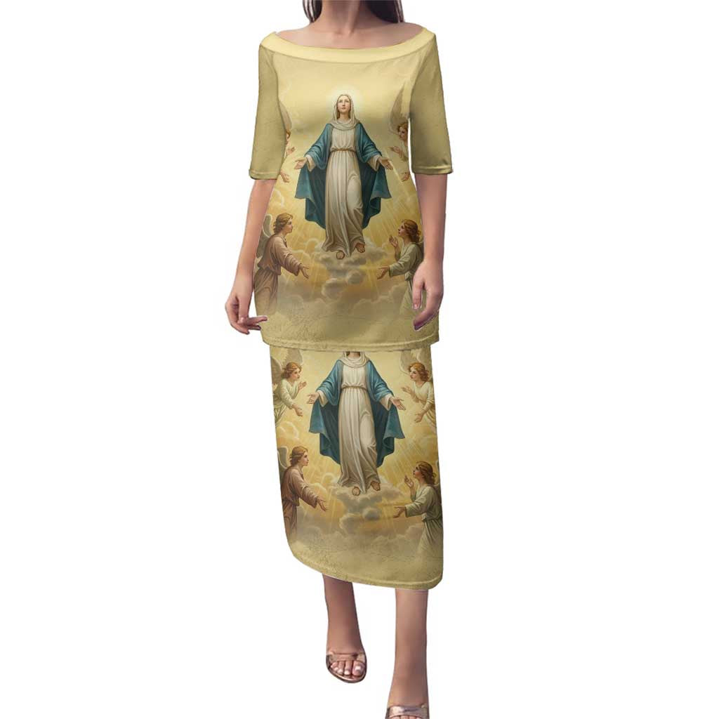 Blessed Virgin Mary Family Matching Puletasi and Hawaiian Shirt Falling Asleep of the Mother of God - Wonder Print Shop