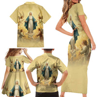 Blessed Virgin Mary Family Matching Short Sleeve Bodycon Dress and Hawaiian Shirt Falling Asleep of the Mother of God - Wonder Print Shop