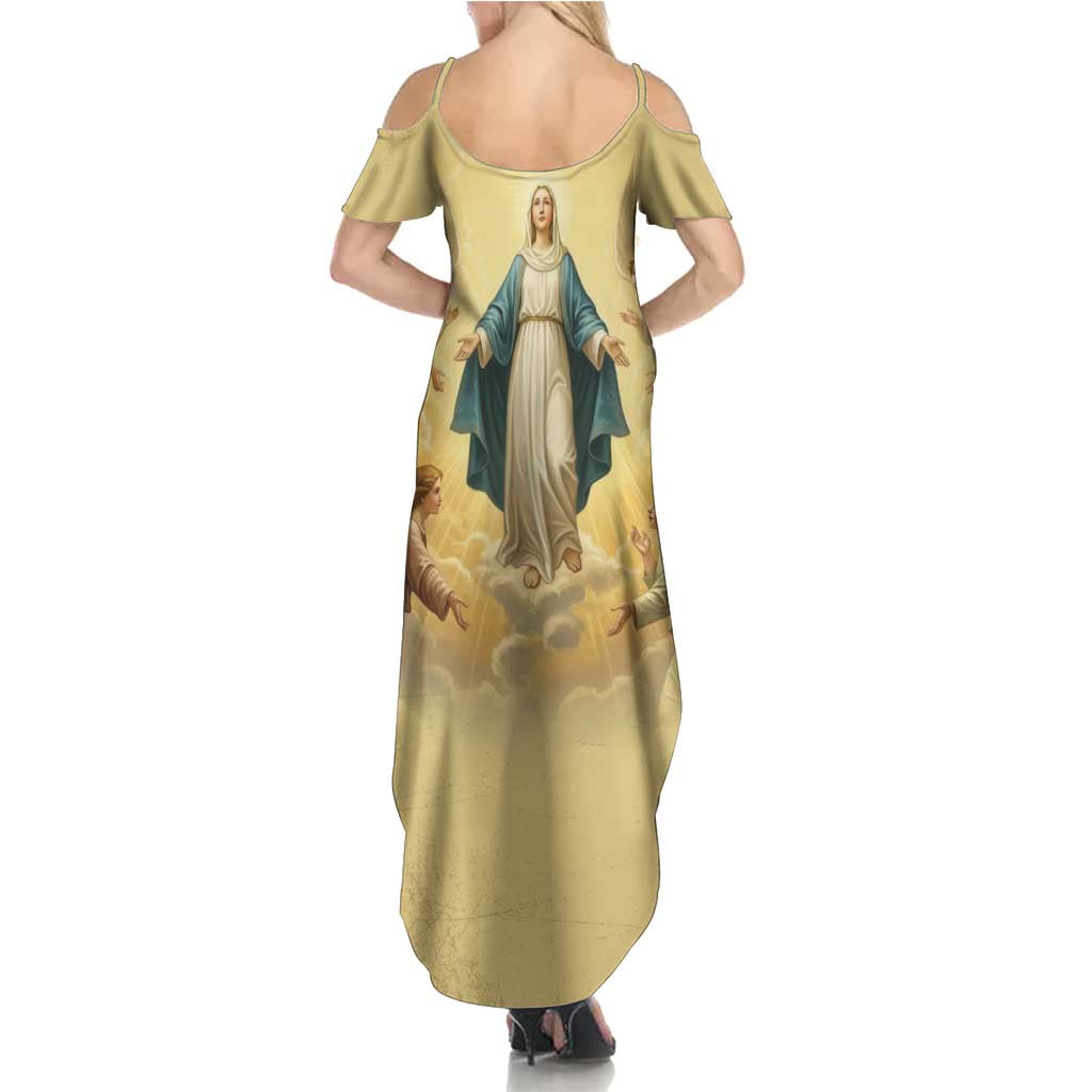 Blessed Virgin Mary Family Matching Summer Maxi Dress and Hawaiian Shirt Falling Asleep of the Mother of God - Wonder Print Shop