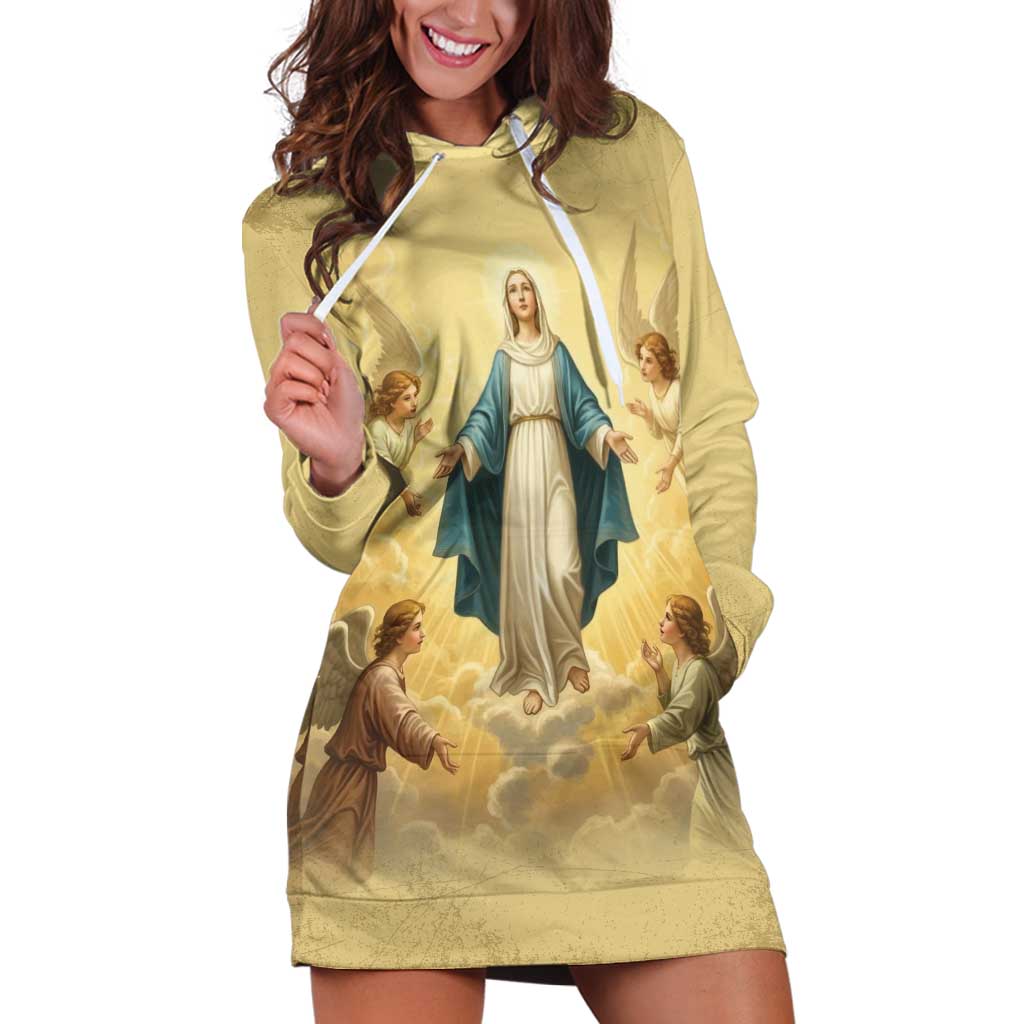 Blessed Virgin Mary Hoodie Dress Falling Asleep of the Mother of God - Wonder Print Shop