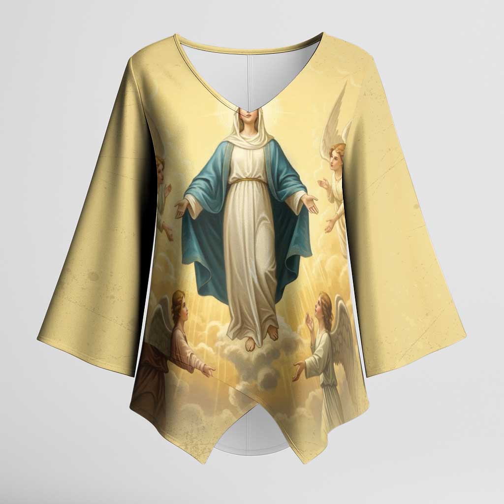 Blessed Virgin Mary Kimono Sleeve Blouse Falling Asleep of the Mother of God - Wonder Print Shop