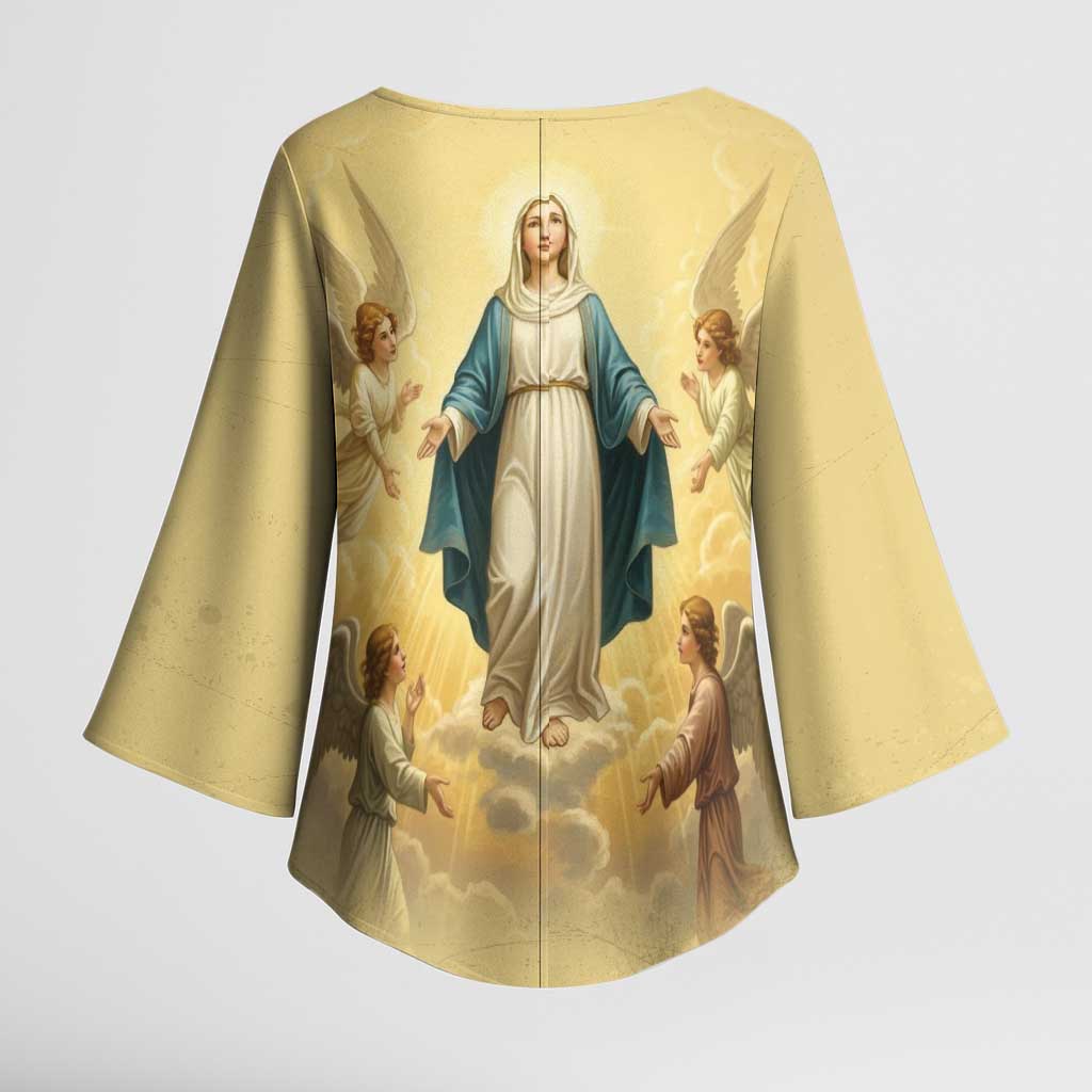 Blessed Virgin Mary Kimono Sleeve Blouse Falling Asleep of the Mother of God - Wonder Print Shop