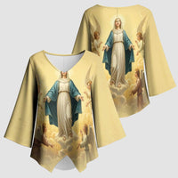 Blessed Virgin Mary Kimono Sleeve Blouse Falling Asleep of the Mother of God - Wonder Print Shop