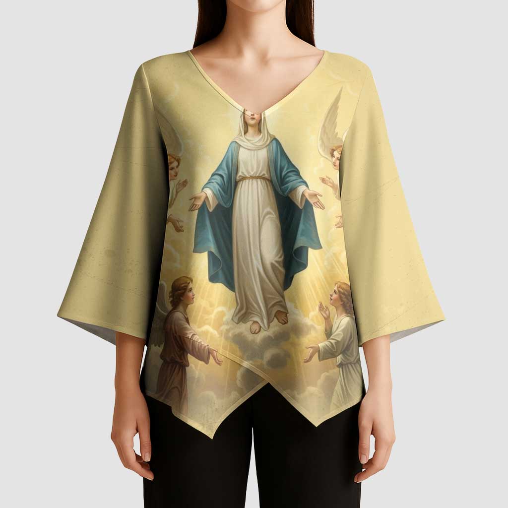 Blessed Virgin Mary Kimono Sleeve Blouse Falling Asleep of the Mother of God - Wonder Print Shop